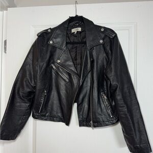 Charlotte Russe Black Leather Jacket with Silver Details